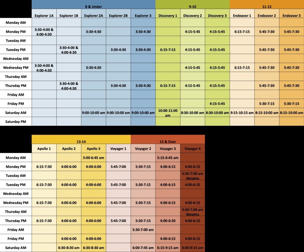 HSA Huntsville Fall Winter Spring Practice Schedule